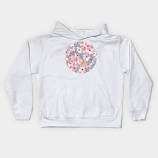 Shabby Chic Hibiscus Patchwork Pattern in Peach & Mint Kids Hoodie